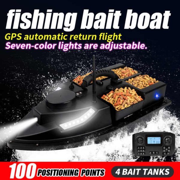 High Capacity Bait Boat RC Fishing With 100 GPS Points One Key Direct 7 Color Front Light 500m Distance - Image 5
